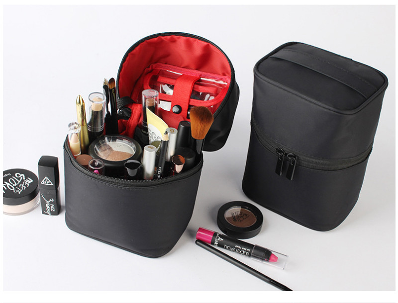 Professional Custom Pure Color Black Ladies Toiletry Bag Case
