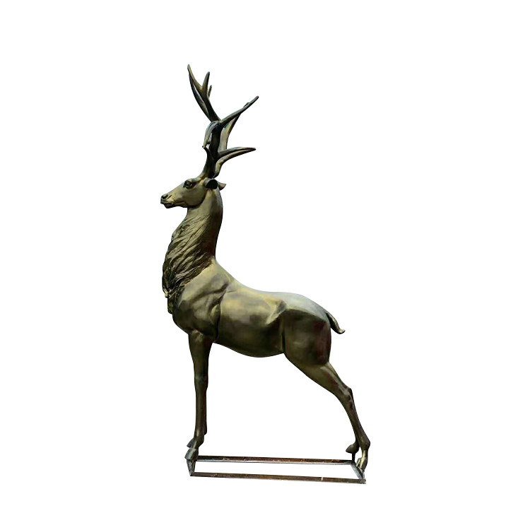 Outdoor Garden High Quality Metal Cast Brass Elk Statue Bronze Deer Outdoor Metal Sculpture