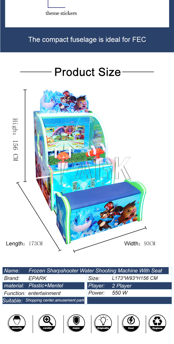 Electronic Water Shooting Gun Arcade Game Machine Size L111*W90*H153 cm