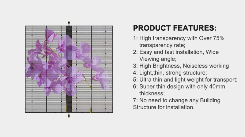 High Refresh Rate Transparent Glass Display , Advertising Transparent LED Screen Video Wall
