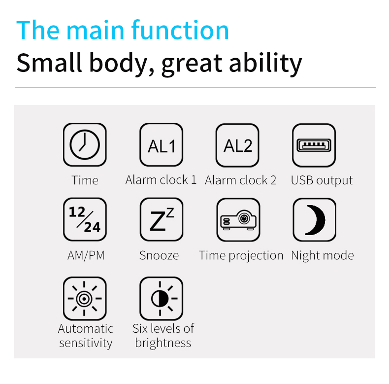Intelligent Home Small Digital Wireless Room Thermometer Projection Weather Station 185*24*77mm Size
