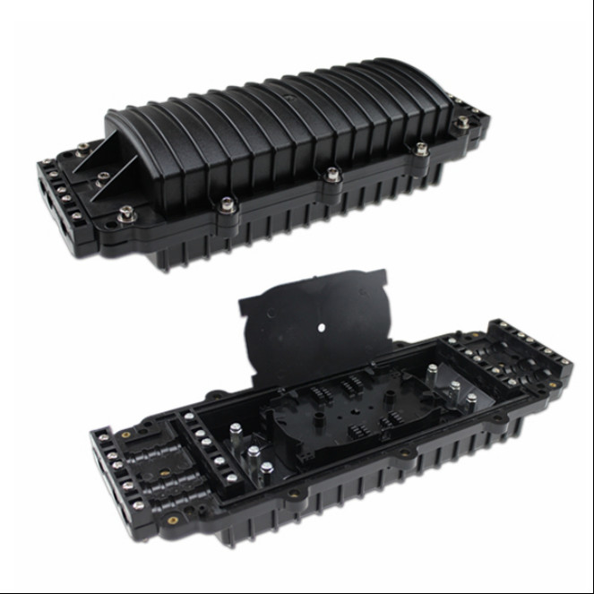 Outdoor Fiber Optic Splice Closure IP68 Inline Horizontal Type Plastic Material