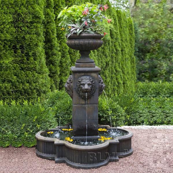 Bronze Garden Flowerpot Fountain Brass Metal Lion Head Water Fountain ome