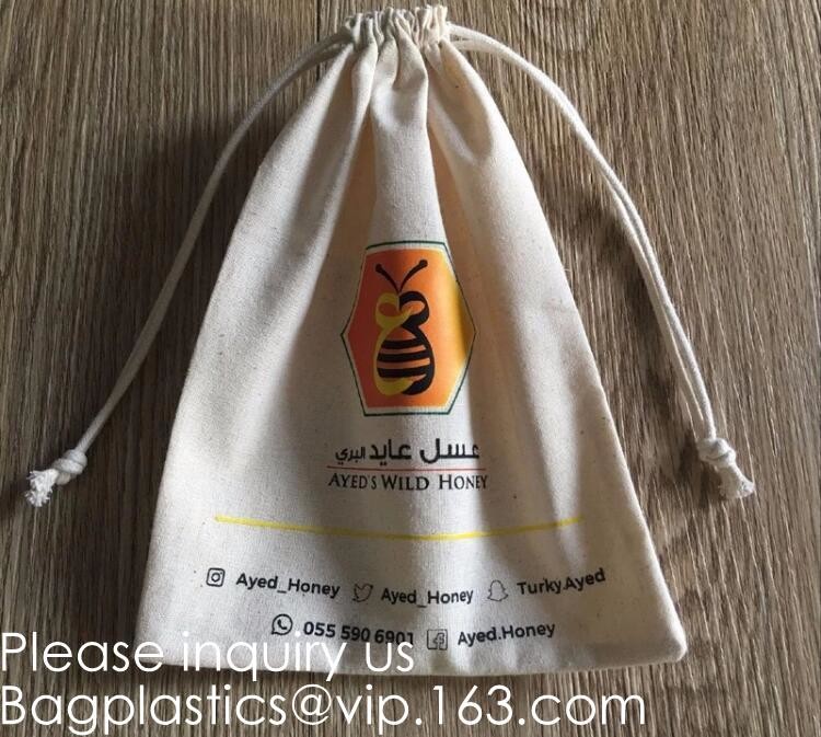 100% Cotton Canvas Favor Bag Pouch with Drawstring,Cotton Breathable Dust-Proof Drawstring Storage Pouch Multi-Functiona