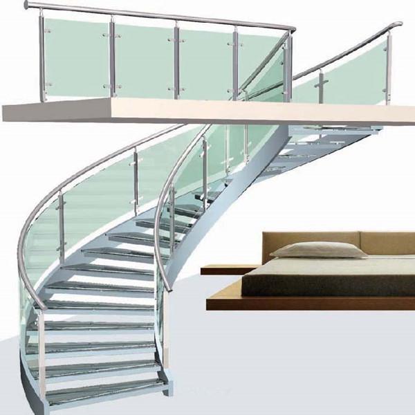 Wrought Iron Interior Stair Railings Spiral Staircase Glass Curved Banister