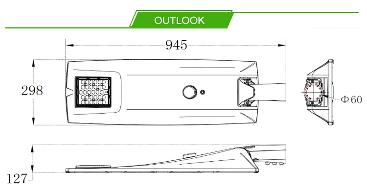 IP66 50W LED Solar Street Light High Energy Transfer Rate 23%