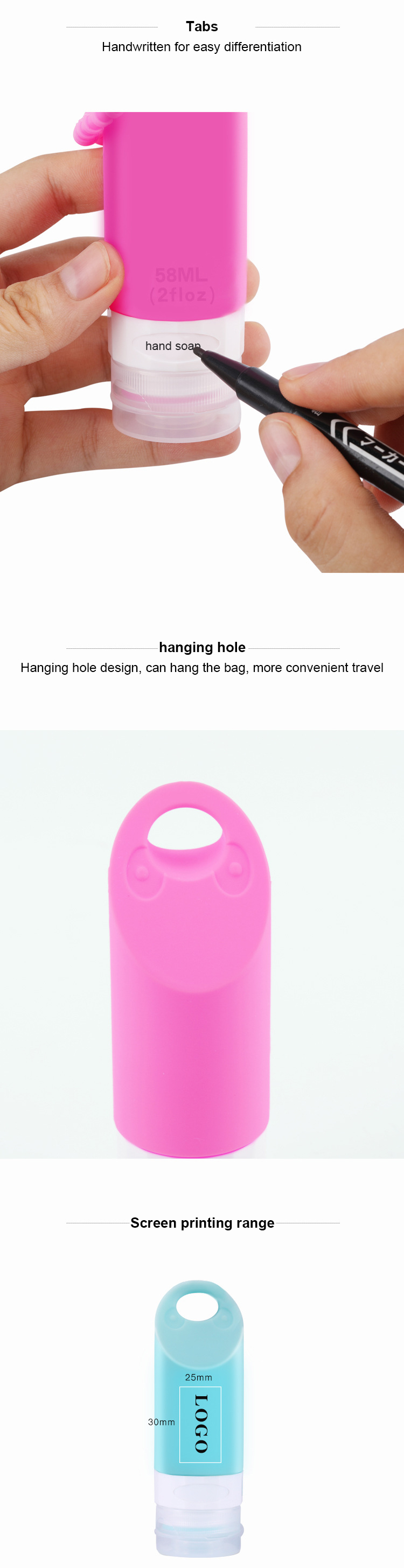 58ML Mini Cheap Portable silicone hand sanitizer Container Travel Bottles