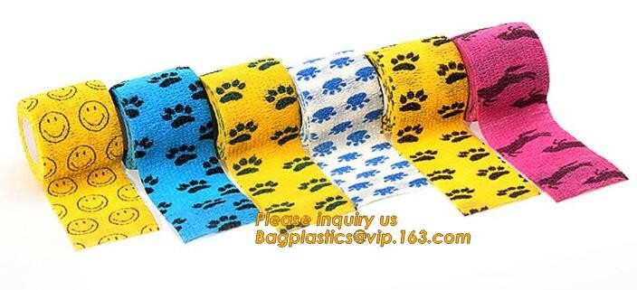 Cohesive Flexible Bandage Cotton Cohesive Bandage sports tape Mixed Color Self Adhesive elastic bandage bagplastics pac