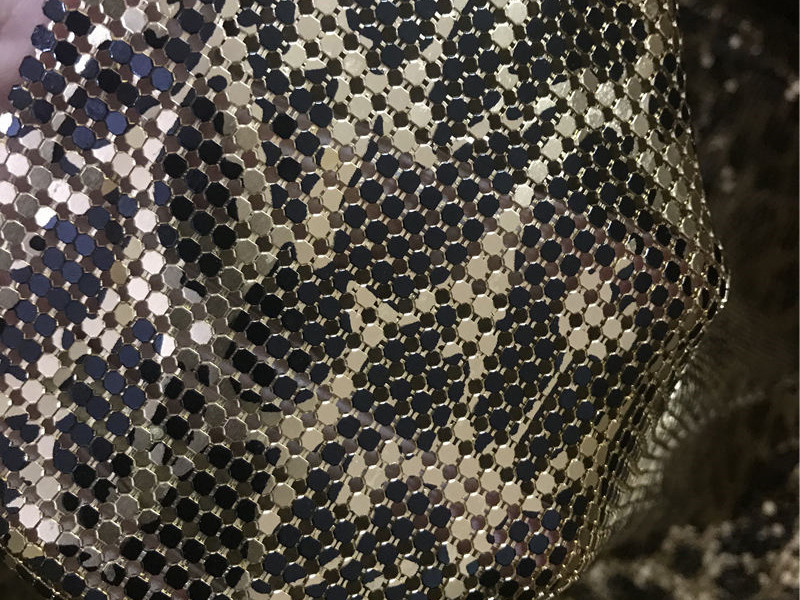 Soft Flexible 3mm Metal Sequin Mesh Gold Aluminum Haute Garments Fabric
