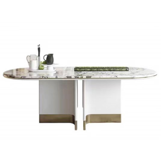 Modern Stainless Steel Marble Square Dining Table For Hotel Banquet Hall