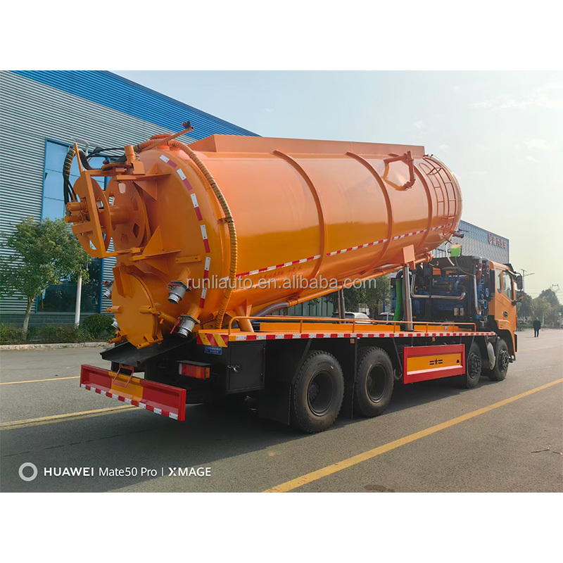 Dongfeng High Pressure Cleaning Sewage Suction Truck 10 Wheel 15000liters