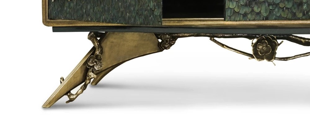 Brass Rose Sideboard Storage Cabinet