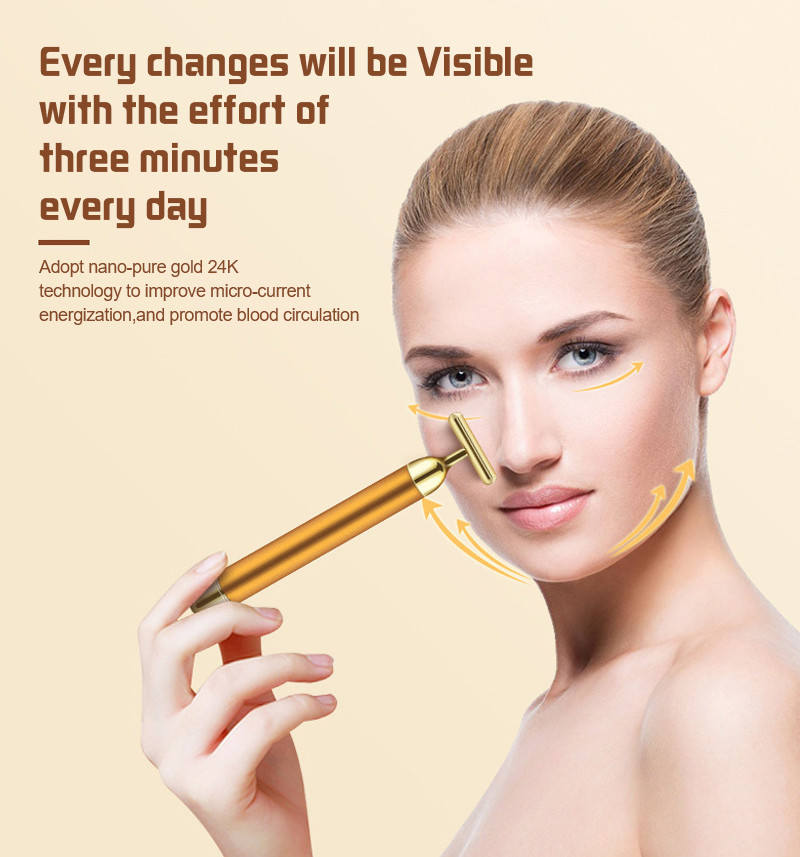 1.5V Home Use Anti Wrinkle Vibration T Shape 24k Beauty Bar