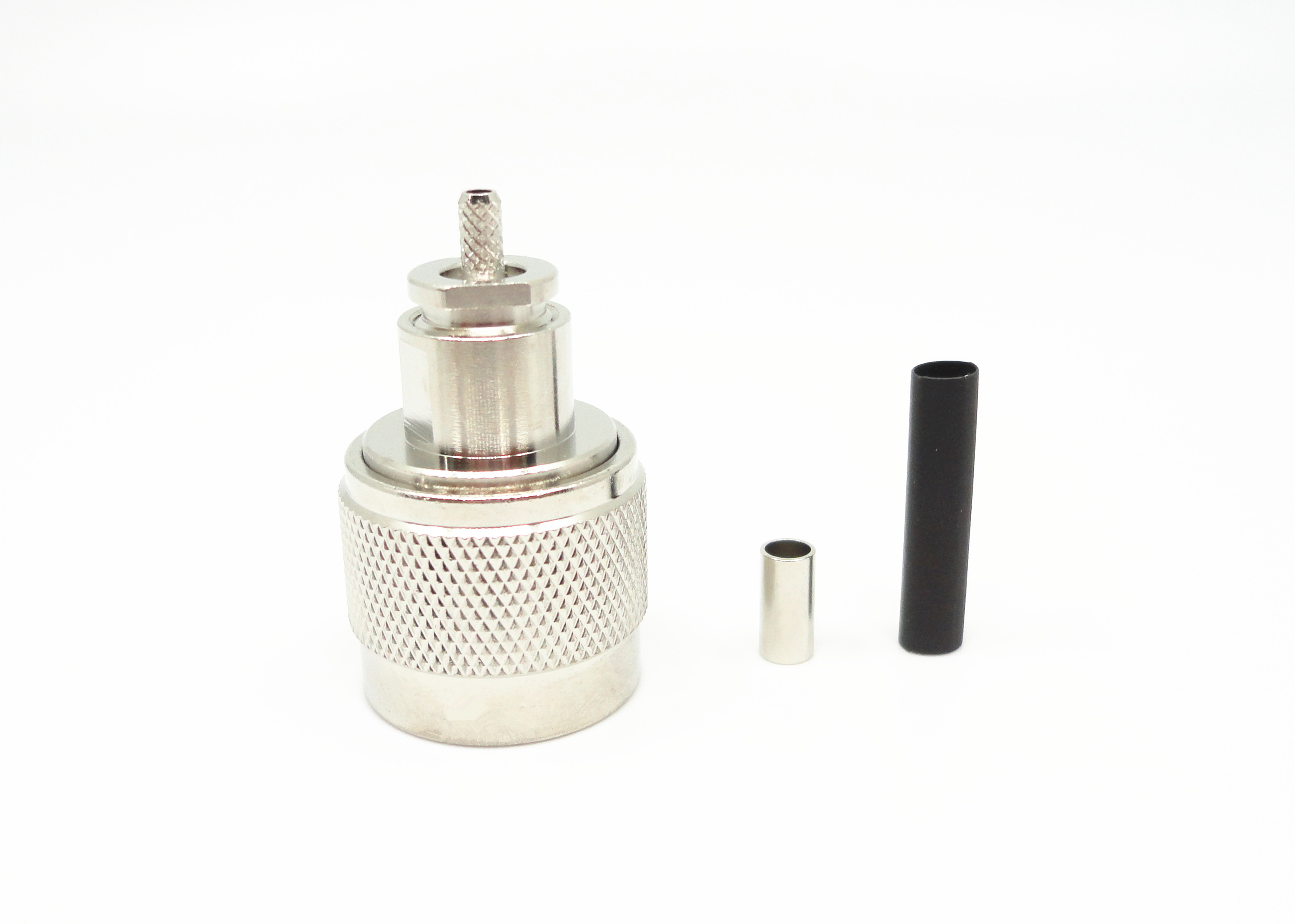 Crimp Brass Electrical Coaxial Connector , N Type Coax Connector ≤1.3 VSWR