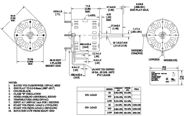 Capacitor Running 3.3" Motor Single Phase Asynchronous Motor For Air Conditioning
