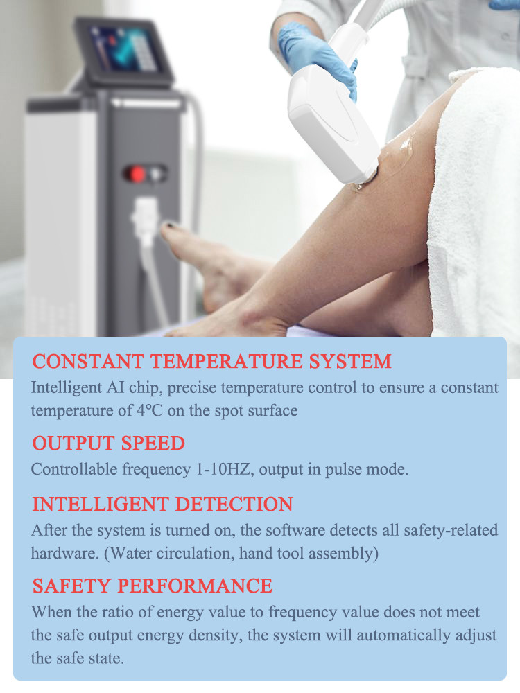 755nm Alexandrite Laser Hair Removal Machine With Skin Type Recognition Safety Feature