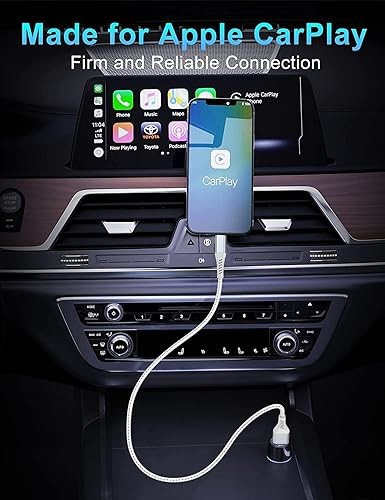 USB A To Lightning Braided Data Transfer Cable 2FT For Car Fast Charging