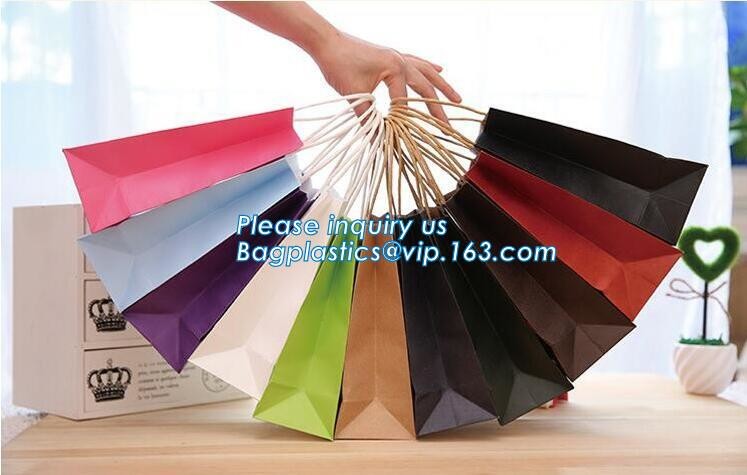 Flower carrier bag with different color customized pot plants kraft paper bag with handle,stamping logo fancy paper flow