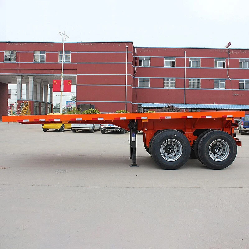 CIMC 2 Axle 30T high strength low alloy steel Q345 air or mechanical suspension 20ft Flatbed Container Semi Truck Trailer