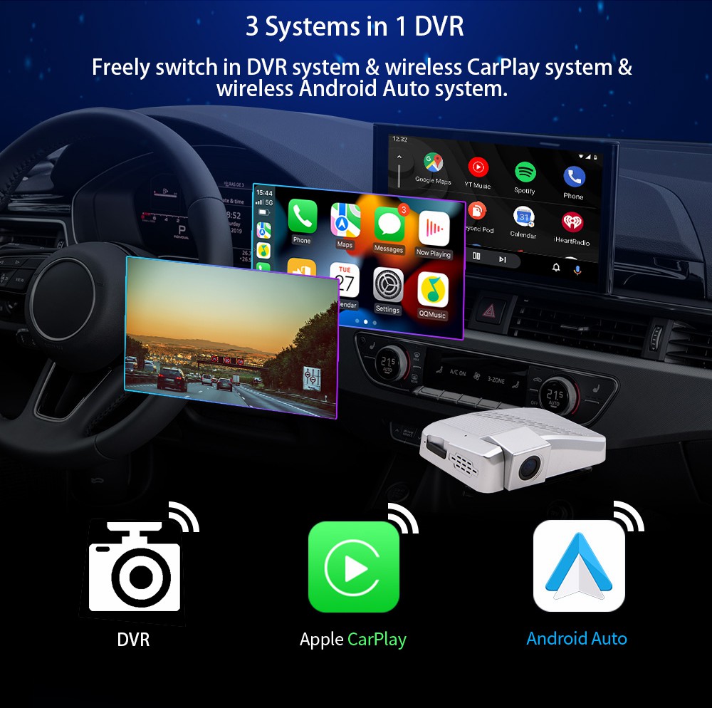 Car DVR Camera with Built-in APP Carplay and GPS Navigation 1080P HD USB 2.0 Front Camera