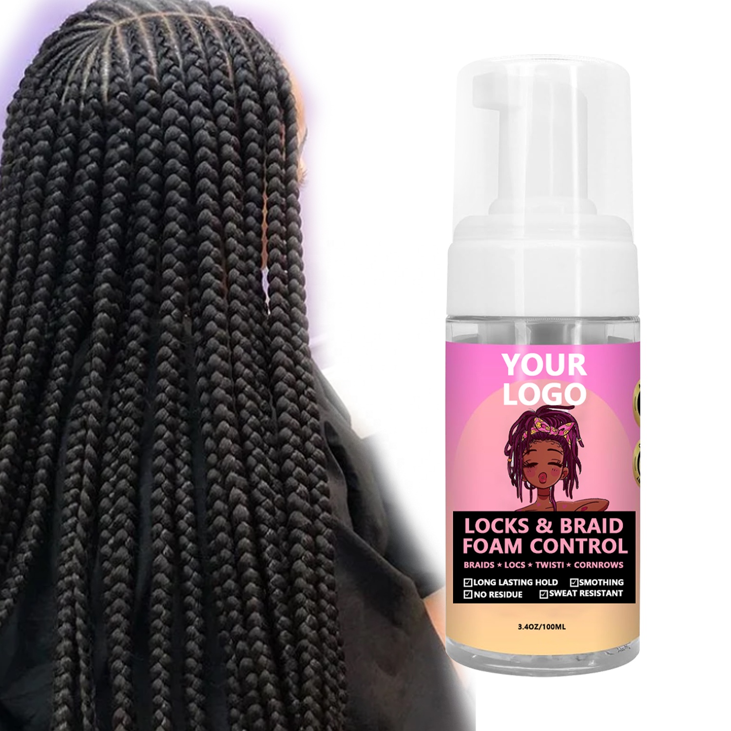 Custom Hair Setting Mousse For Braiding Control Frizz And Define Braids On Black Women
