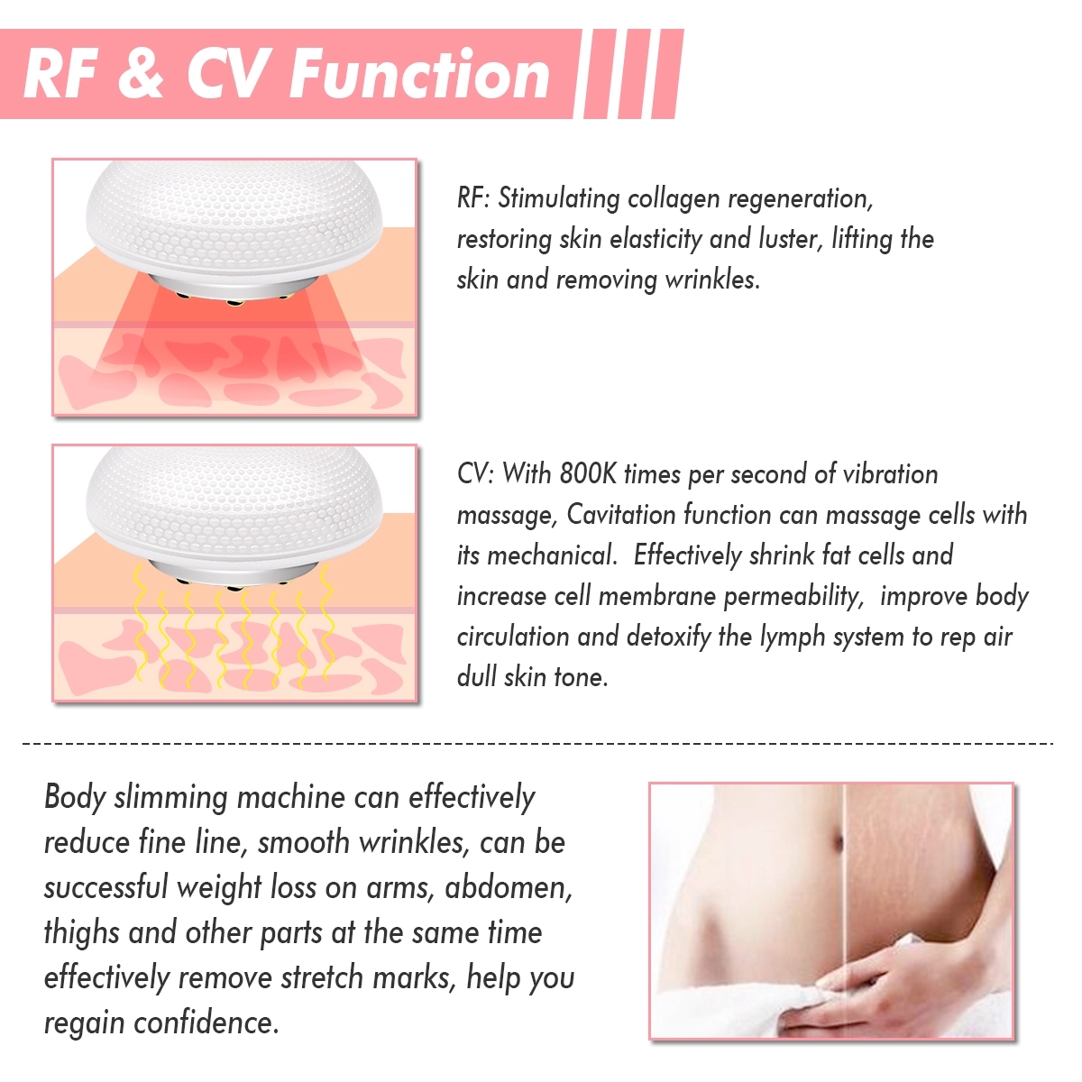 Fat Loss Rejuvenation Ems Slimming Machine RF LED Light Ultrasound Cavitation Machine