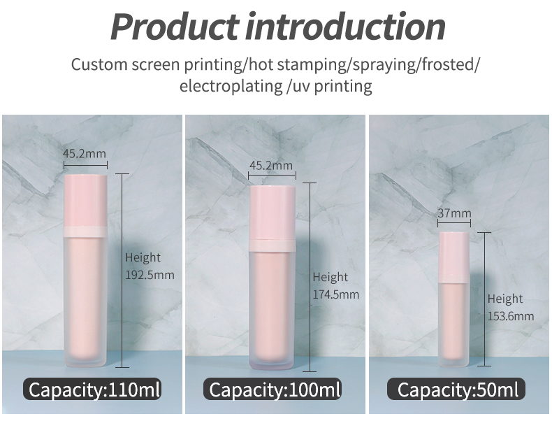 30g 50g Cream Double Walled Cosmetic Jar and Pink Lotion Spray Bottle Set Luxury Acrylic Packaging with Screen Printing