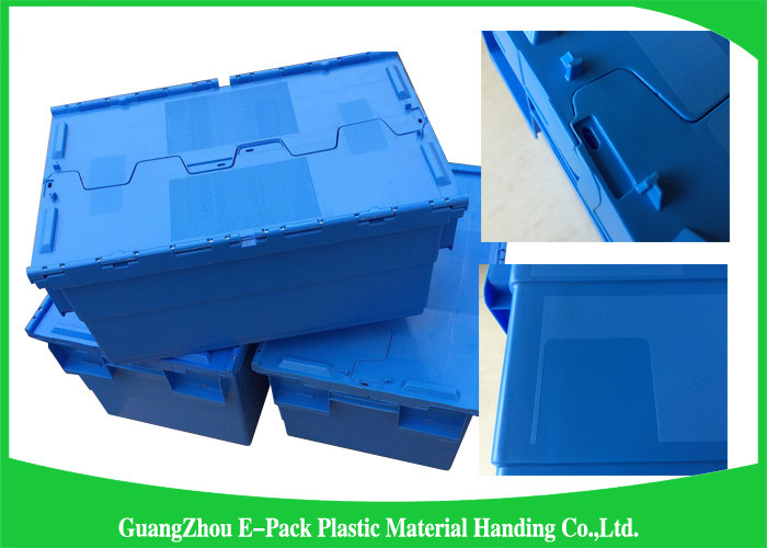 600 * 400 * 315mm Plastic Attached Lid Containers Stackable And Nestable PP Materials