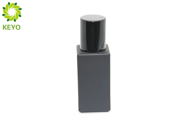 Square Matte Black Glass Foundation Bottle 30ml With Round Pump Cap