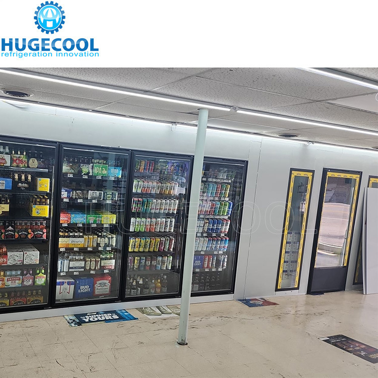 No Heating Cooler Glass Door Walk in Cooler Cold Room