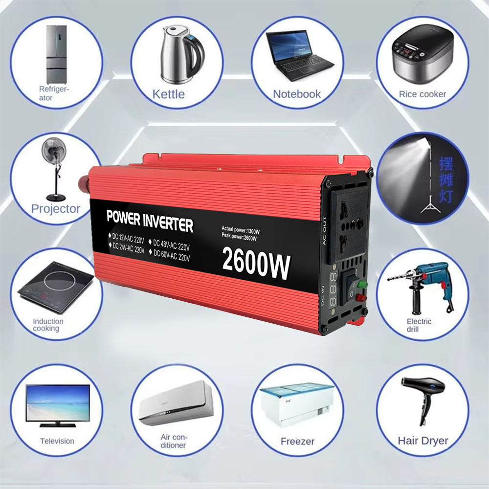 110V/220V/230V Output Voltage LED Display 800W 1000W 1300W 12V 24V DC to AC Pure Sine Wave Car Power Inverter