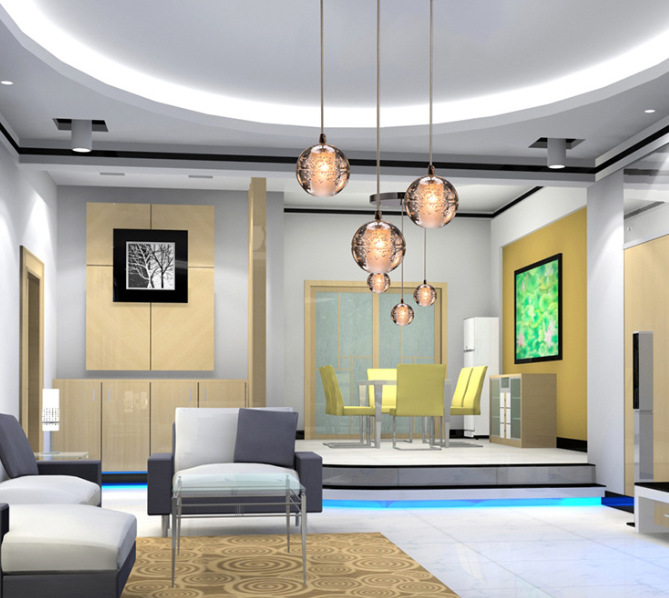 Modern LED Ceiling Long Chandelier Lighting Bubble Crystal Pendant Lamp(WH-NC-80)