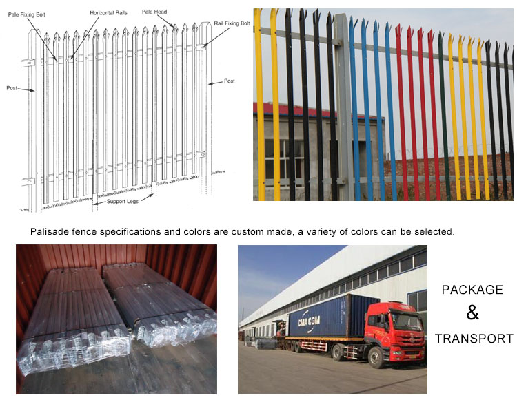2.4m Height x 2.75m Width Palisade Fencing Panels Powder Coated Black HOt dipped Galvanized