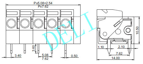 7.62mm Pitch Spring Clamp Right Angle terminal block DL142R-XX-7.62
