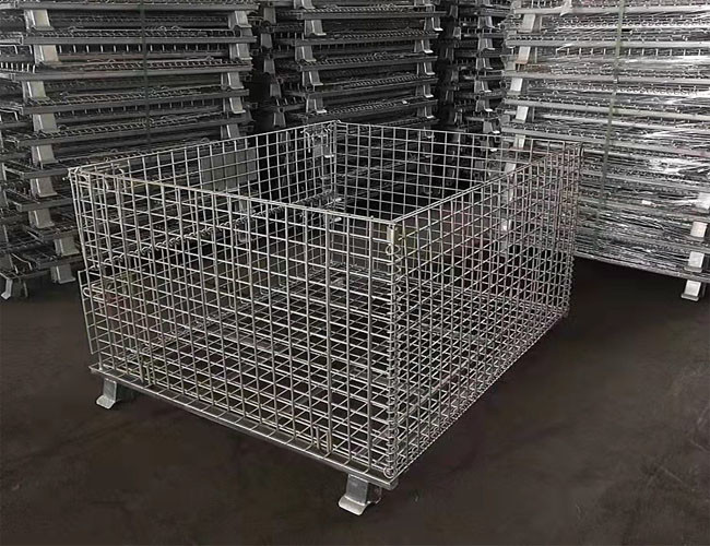 Metal Mobile Q235 Foldable Mesh Container Acid Resistance Butterfly Cage