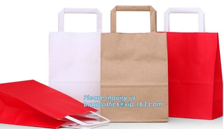 Flower carrier bag with different color customized pot plants kraft paper bag with handle,stamping logo fancy paper flow
