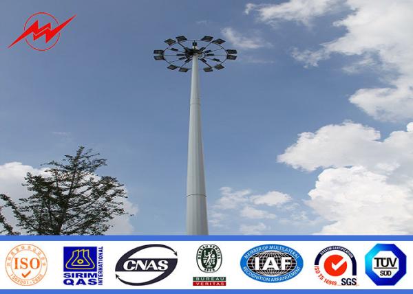 Power Plants Lighting Conical 36m Square Light High Mast Pole With Auto Racing