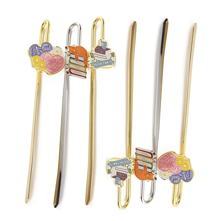 Custom Zinc Alloy Brass Metal Bookmark 3D Soft Enamel Book Mark