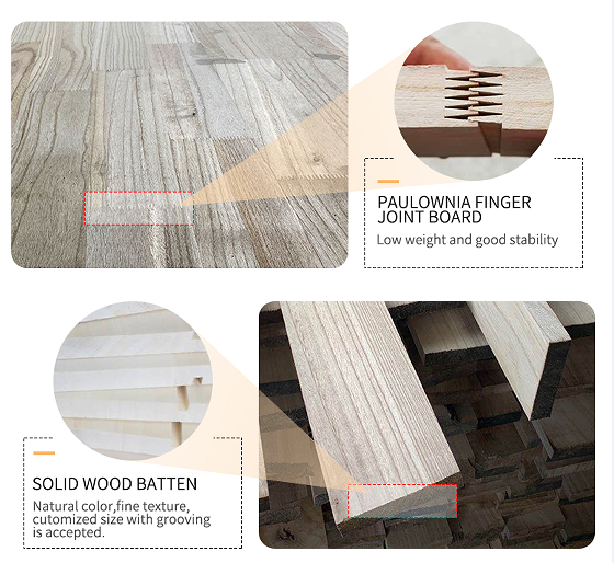 Solid Three-Layer Paulownia Wood Board for Door Production Time 5-15 Days Natural Color