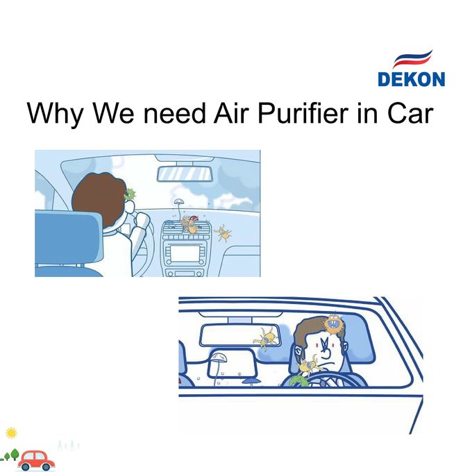 CAR air purifier and sterilizer with UVC led lamp + photocatalyst filter, Anion, HEPA filter clean the air in your car