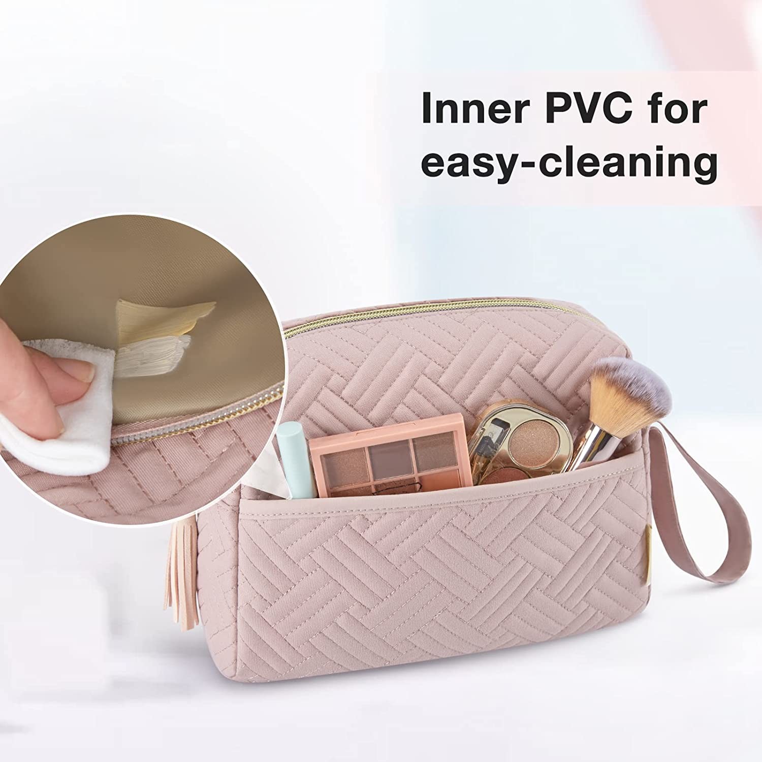 Convenient Handle Makeup Travel Zipper Pouch Water Resistant Toiletry Bags