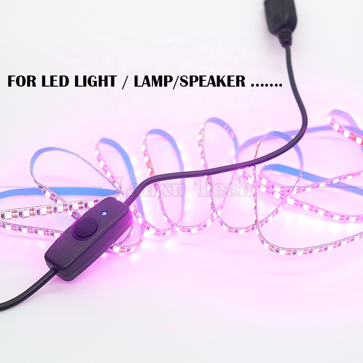 Waterproof Cover Indicator Light Male to Female USB Power ON OFF Charging Switch Cable for Led Lamp Strip