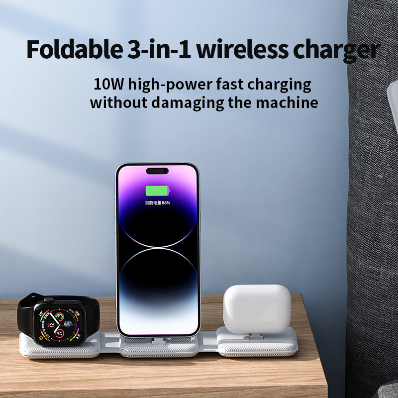 Foldable 3 In 1 Wireless Charger Magnetic Vertical Fast Speed