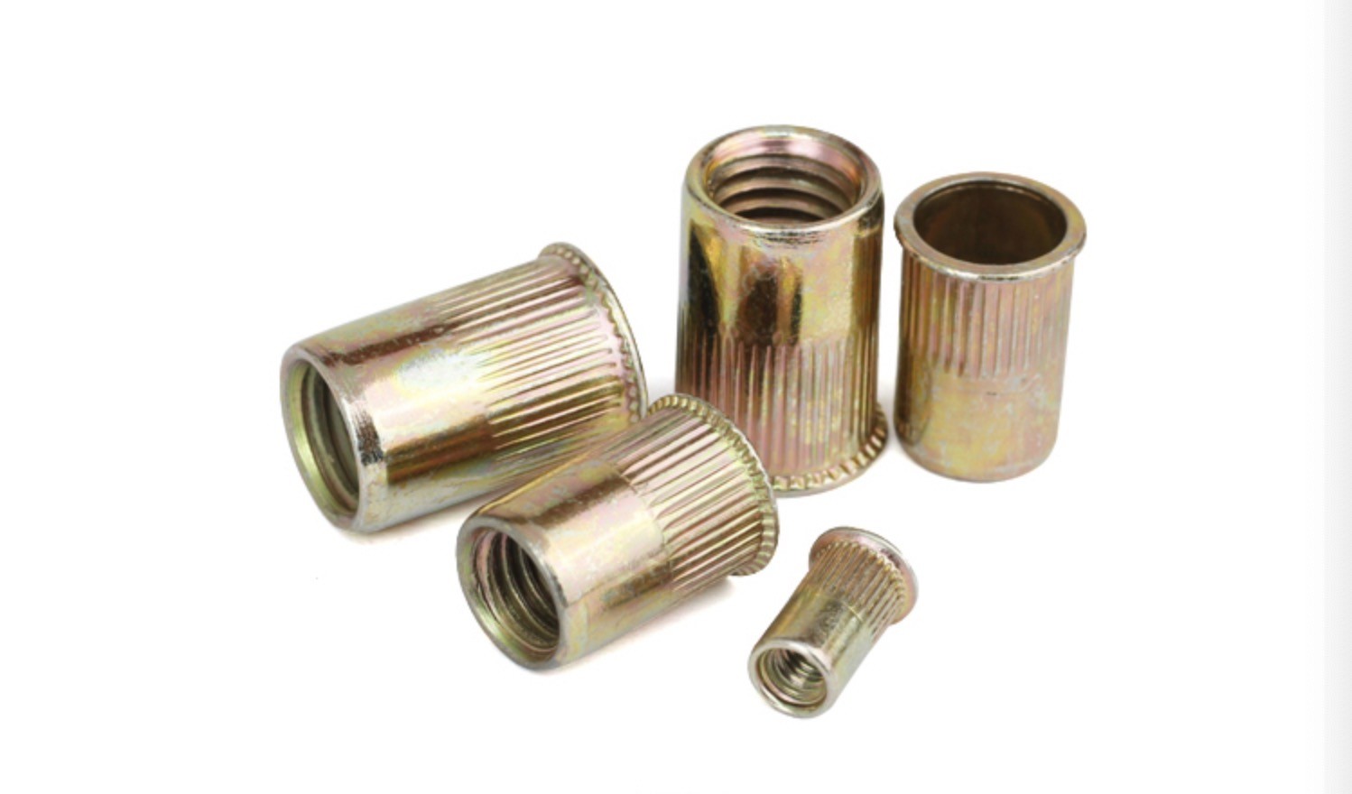 Yellow Chromate Plated M12 Rivet Nut , Metric Knurled Insert Nut