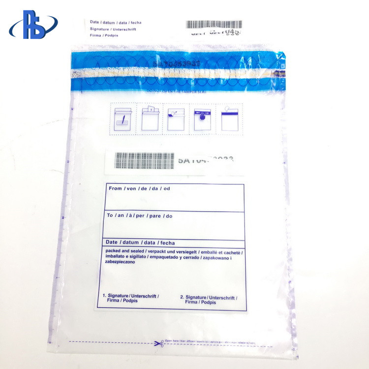 Tamper Evident Security Deposit Bags / Cash Bags With 3 Side Border Seal