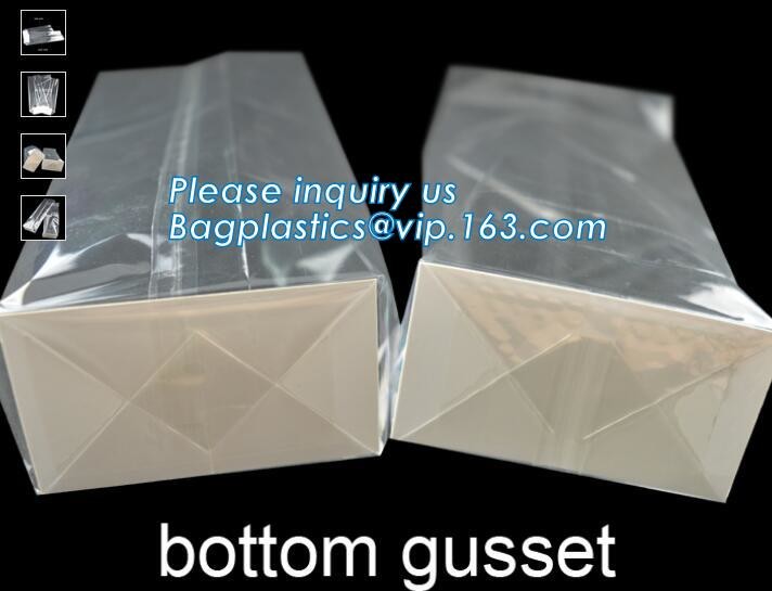 polypropylene Crystal Clear Cello Bags flat square block bottom opp bag,candy opp square bottom cello bag bagease packag