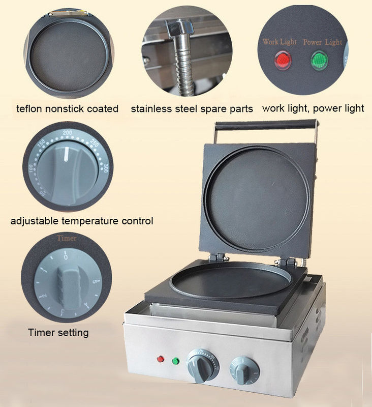 Single Round Cake Donut Maker, Electric Crepe Waffle Making Machine Snack Bar Equipment