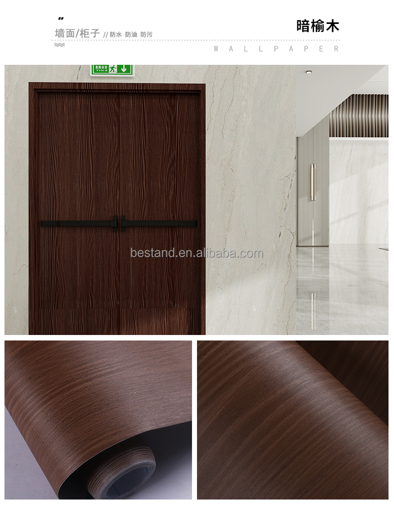 Heat Insulation Wood Grain Wallpaper Geometric Wood Effect Wall Paper