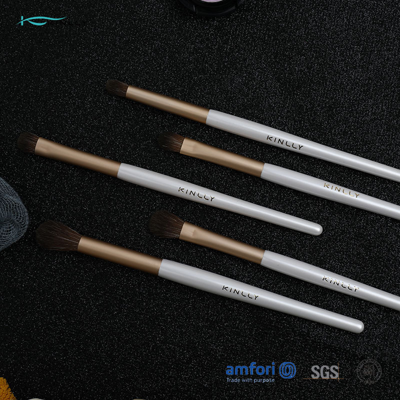 5PCS Shiny White ISO9001 Synthetic Hair Makeup Brush