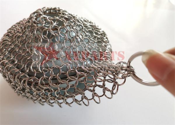 Ring Mesh Screen Type 4 Inch 304 Kitchen Stainless Steel Chain Mail Scrubber